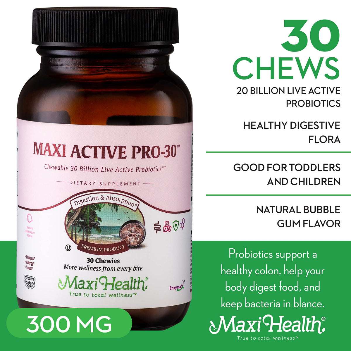 Maxi Health Maxi Active Pro-30 Chewables Probiotics for Kids - 30 Count - image 2