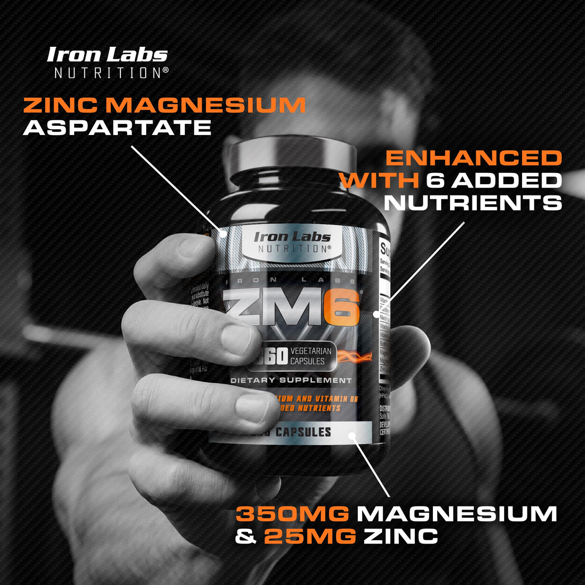 Iron Labs Nutrition ZM6 High Strength Zinc Magnesium - 360 Capsules - image 3