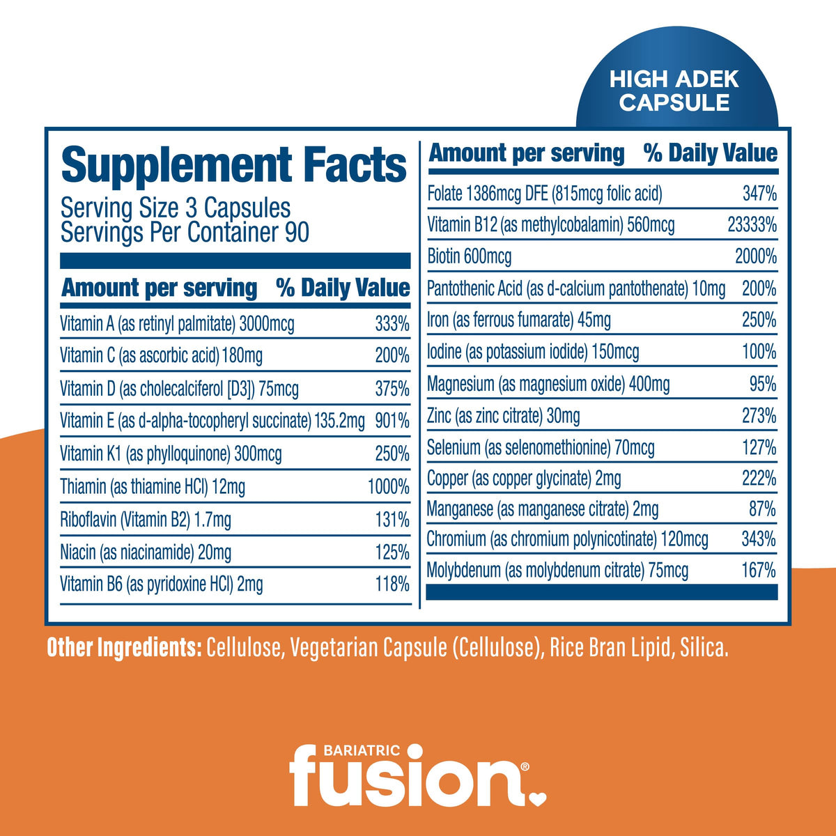 Bariatric Fusion High ADEK Multivitamin with Iron