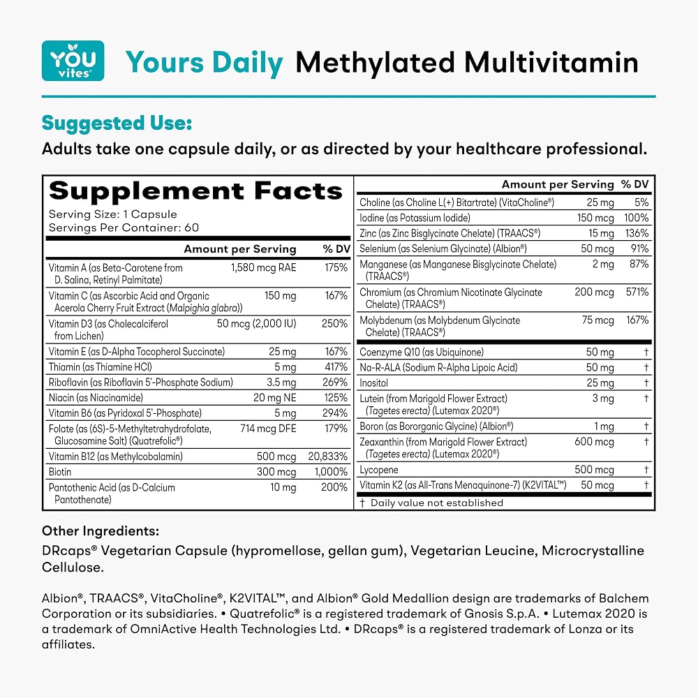 You Vites Methylated Multivitamin Without Iron - 60 Capsules - image 4
