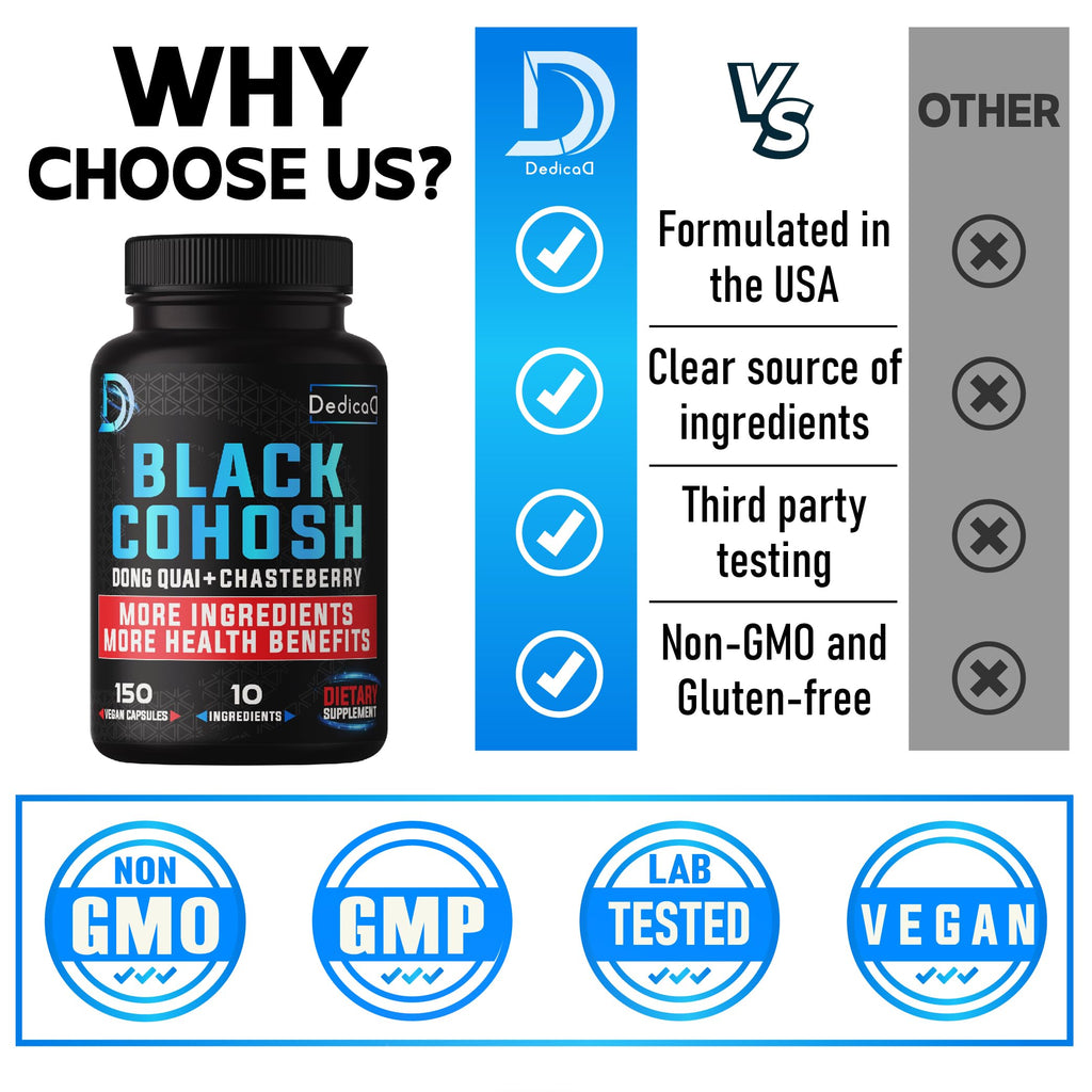 DEDICAD 12in1 Black Cohosh for Menopause Support Supplement