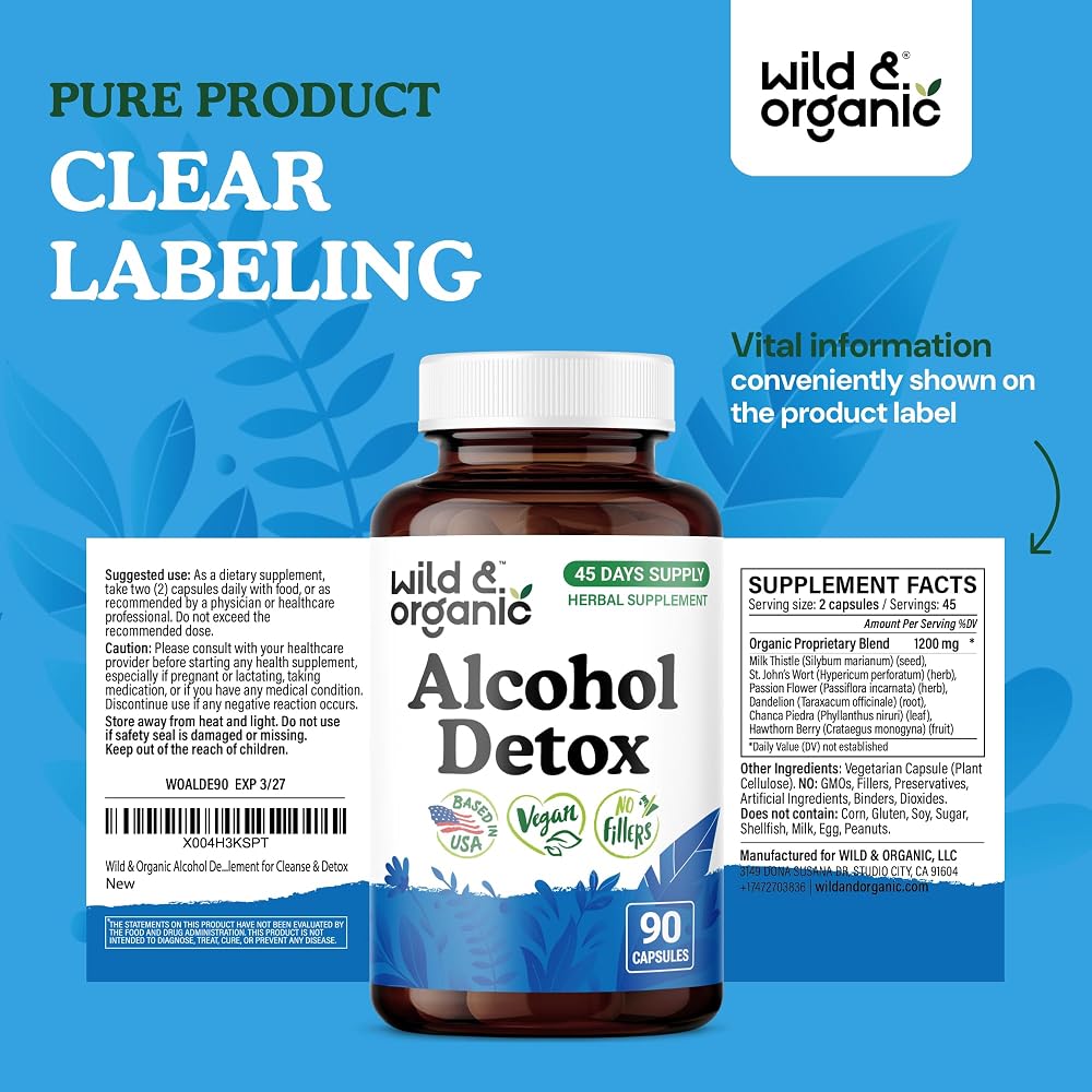Wild & Organic Alcohol Detox Capsules - Liver & Kidney Support - 90 - image 7