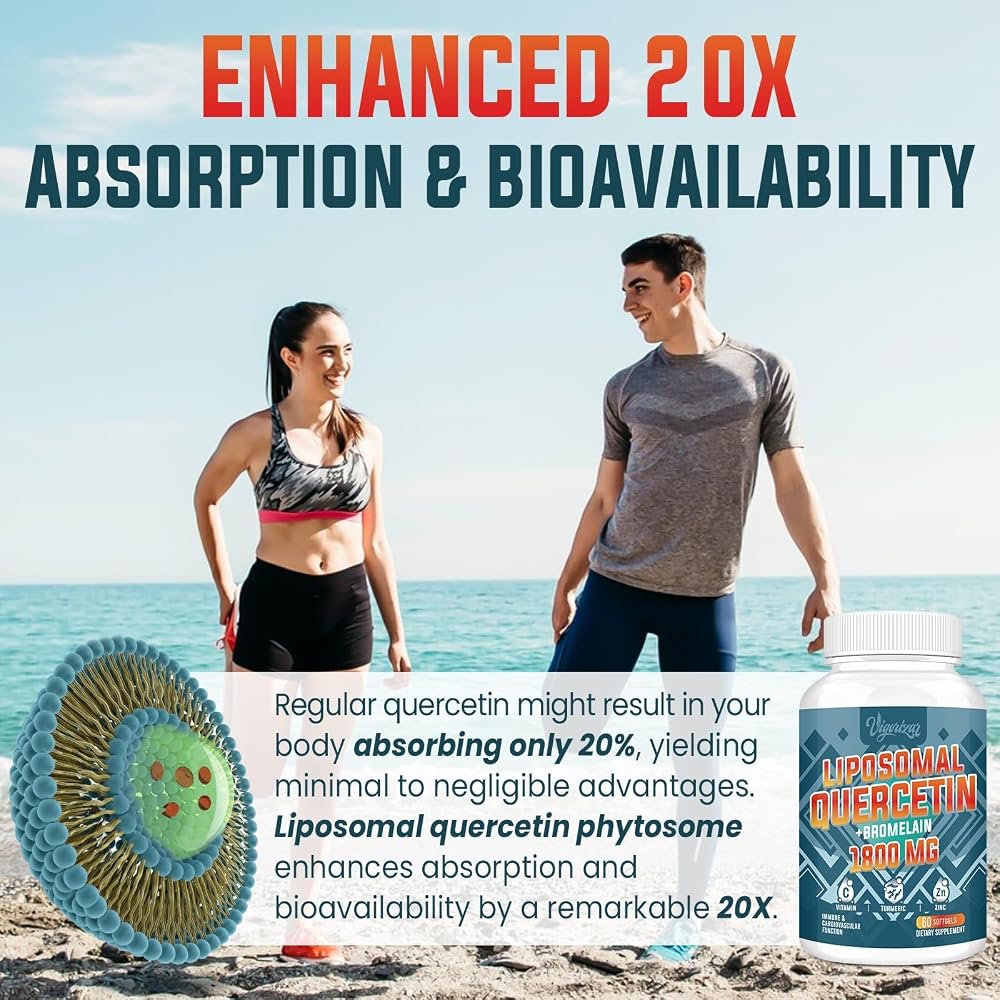 Vigorizar Liposomal Quercetin Phytosome with Bromelain - 60 Softgels - image 5