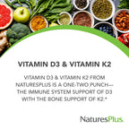 NaturesPlus Vitamins D3 & K2 Bone Health - 90 Capsules - image 3