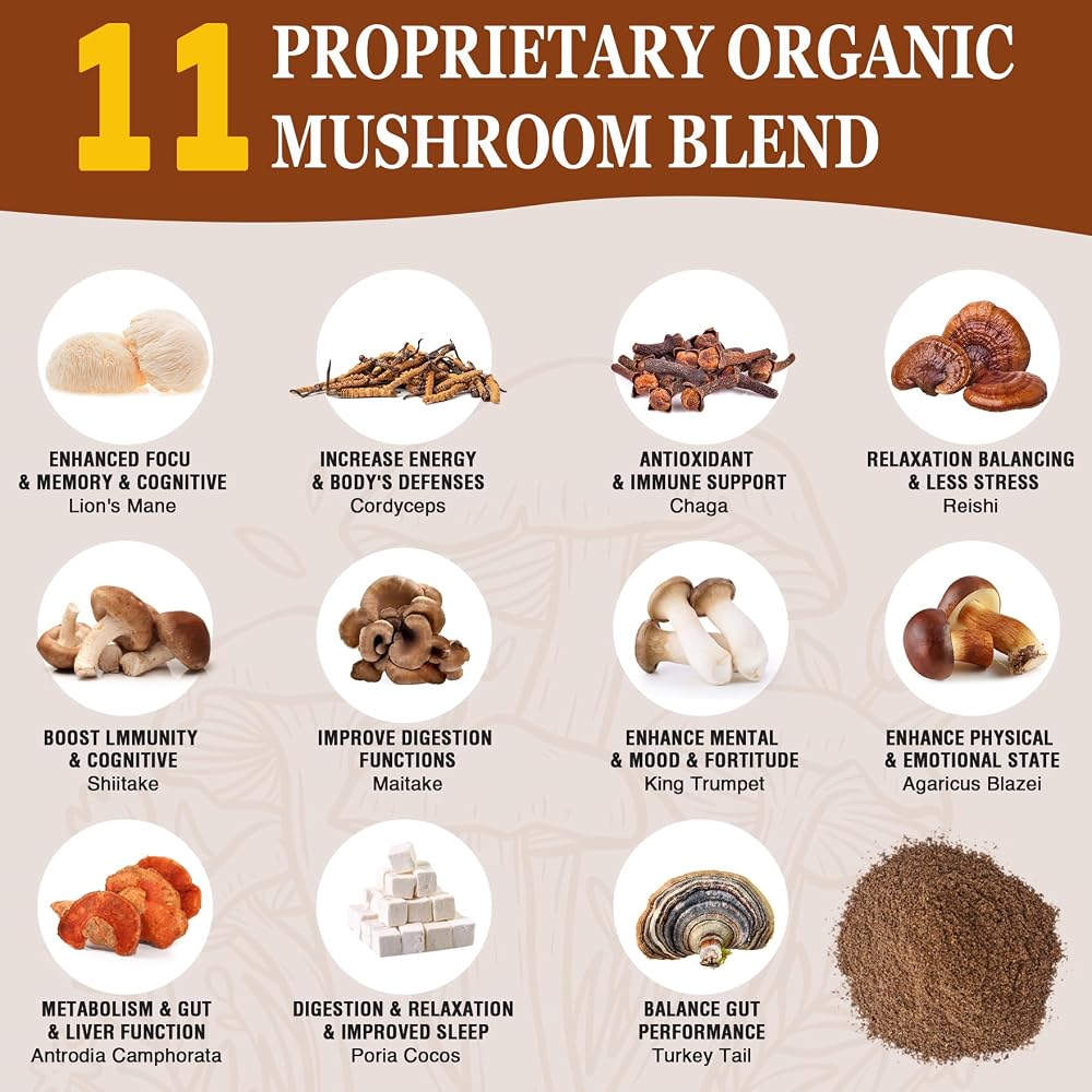 OLOBIO 11 Mushroom Coffee Powder for Focus & Energy - 5.3 oz - image 3