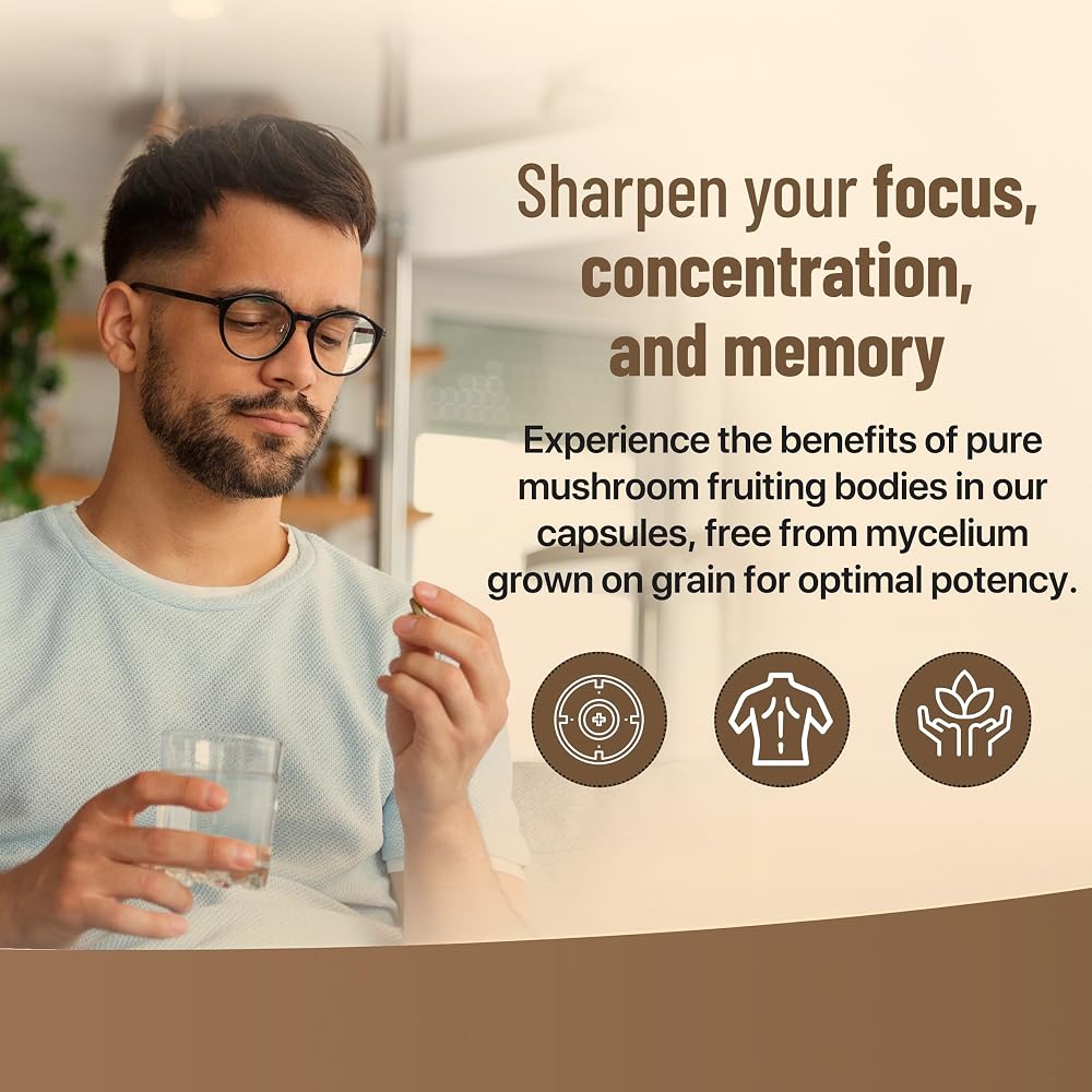 Wellgardens Cognition Mushroom Supplement Brain Support - 60 Capsules - image 4