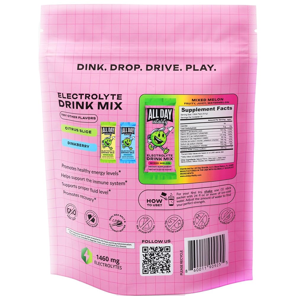 ALL DAY Vitality Pickleball Electrolyte Powder Packets
