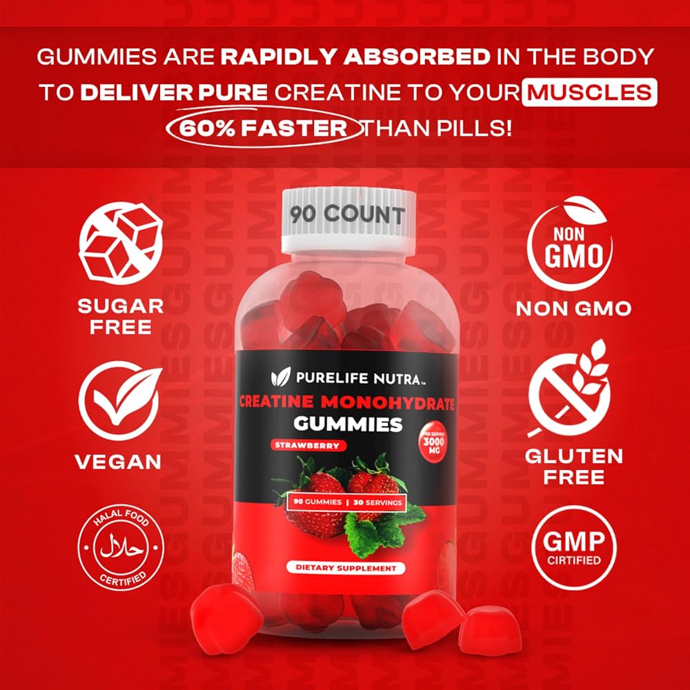 PureLife Nutra Creatine Monohydrate Gummies 3g - 90 Count - image 4