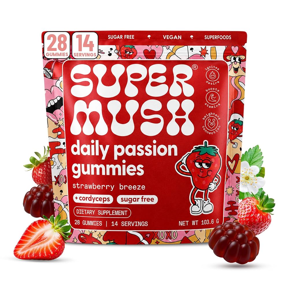 SuperMush Daily Passion Gummies - Cordyceps, Reishi & Maca Root