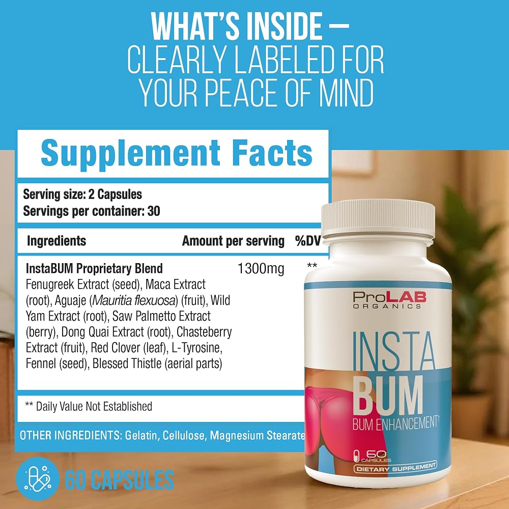 ProLab Organics InstaBum Bum Enhancement Pills - 60 Capsules - image 5