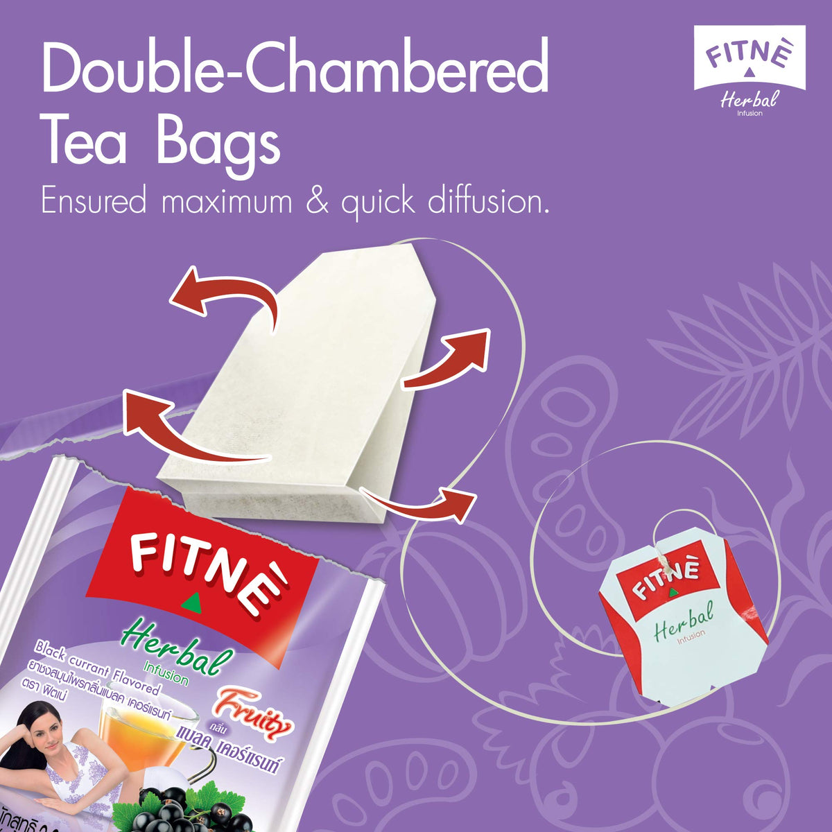 FITNÈ Black Currant Herbal Green Tea with Garcinia & Senna - 15 Tea Bags - image 5