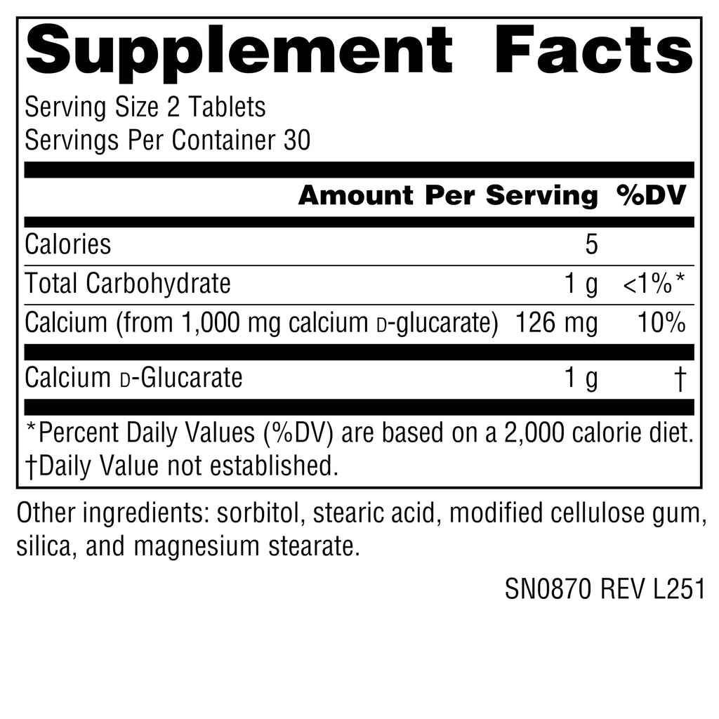 Source Naturals Calcium D-Glucarate 500 mg - 60 Tablets - image 2