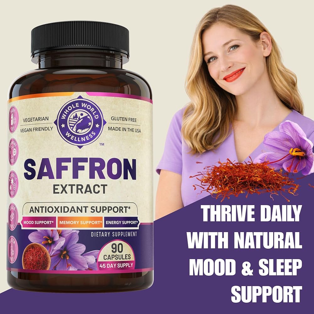 Whole World Wellness Saffron Extract Mood & Memory Support - 90 Capsules - image 2