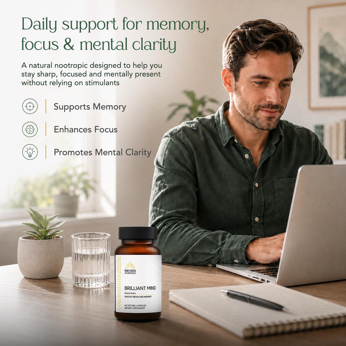 Kerala Ayurveda Brahmi Pearls for Memory & Focus - 60 Capsules - image 2