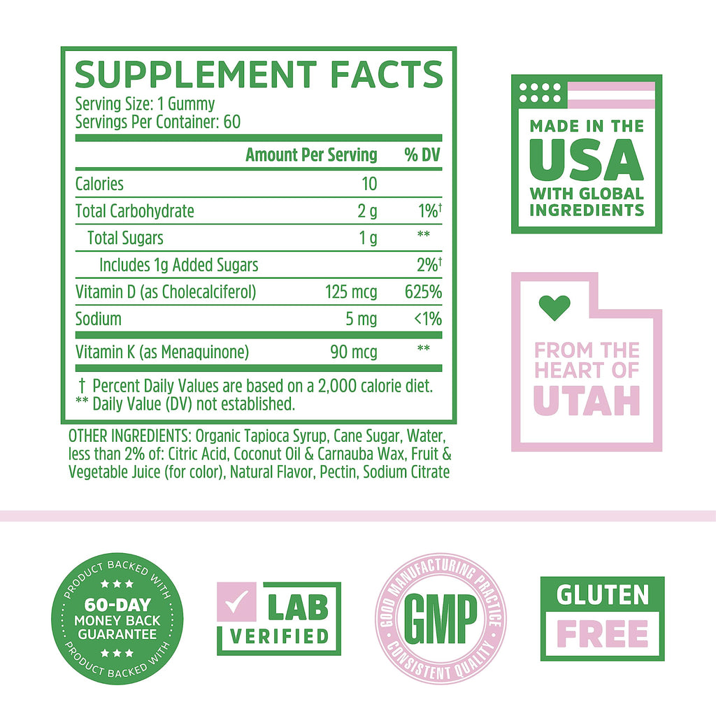 ZHOU D3+K2 Supplement Gummies Bone & Heart Support - 60 Gummies - image 2