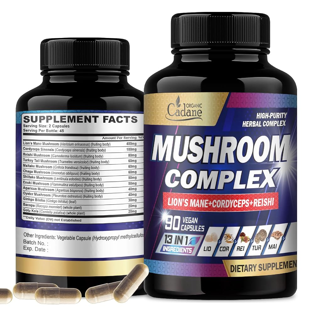 Organic Cadane Mushroom Complex 13-in-1 - 90 Vegetarian Capsules