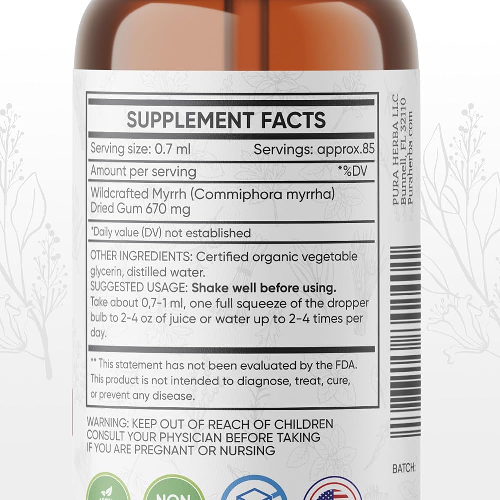 Pura Herba Organic Myrrh Liquid Extract Alcohol-Free - 2 Fl Oz - image 4