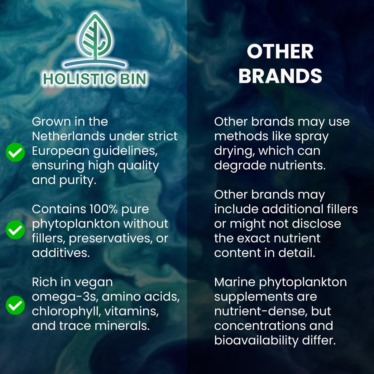 Holistic Bin Marine Phytoplankton Powder Vegan Omega 3 - 50g - image 2