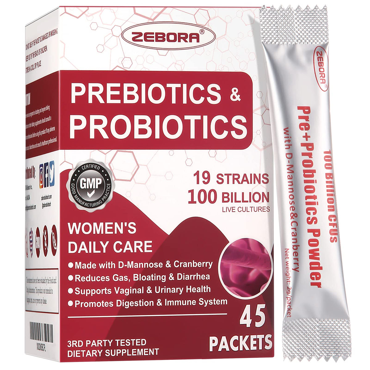 ZEBORA Women's Probiotic 100 Billion CFUs - 45 Servings