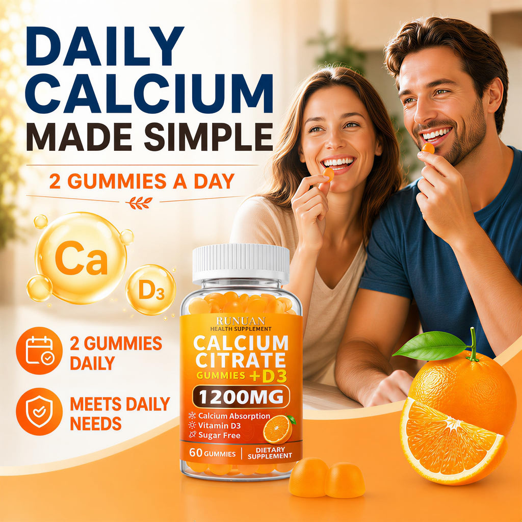 RUNUAN Calcium Citrate 1200mg Gummies with Vitamin D3 - 120 Count - image 8