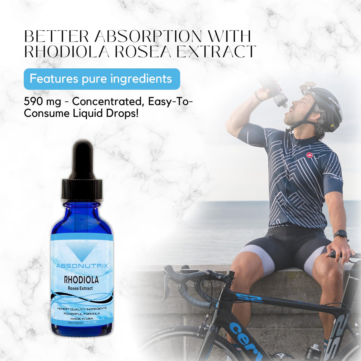 Absonutrix Rhodiola Rosea 580mg Liquid Energy Support - 4 Fl Oz - image 4