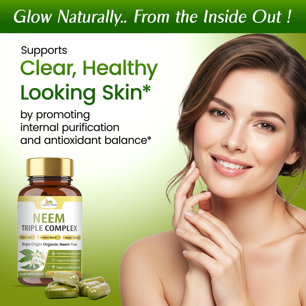 Organic Veda Neem Capsules Triple Complex for Skin & Immune Support - image 6