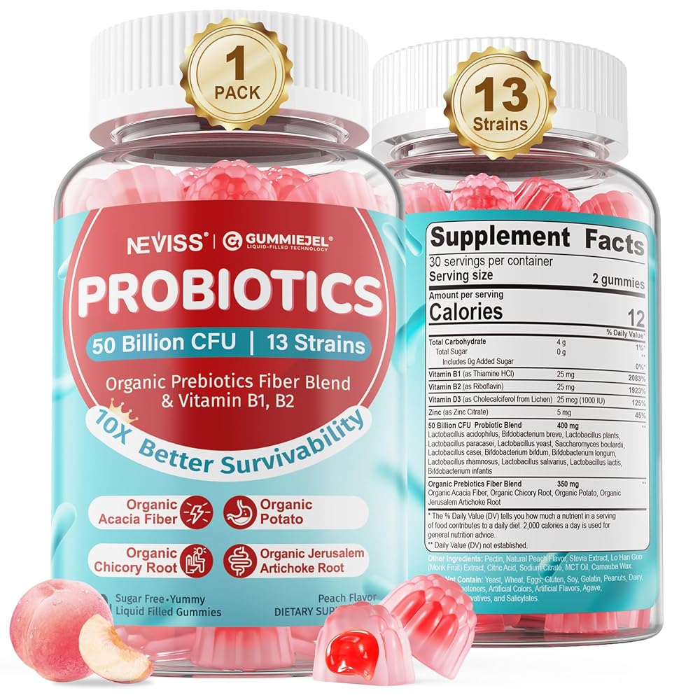 NEVISS Sugar Free Probiotics Gummies for Women & Men