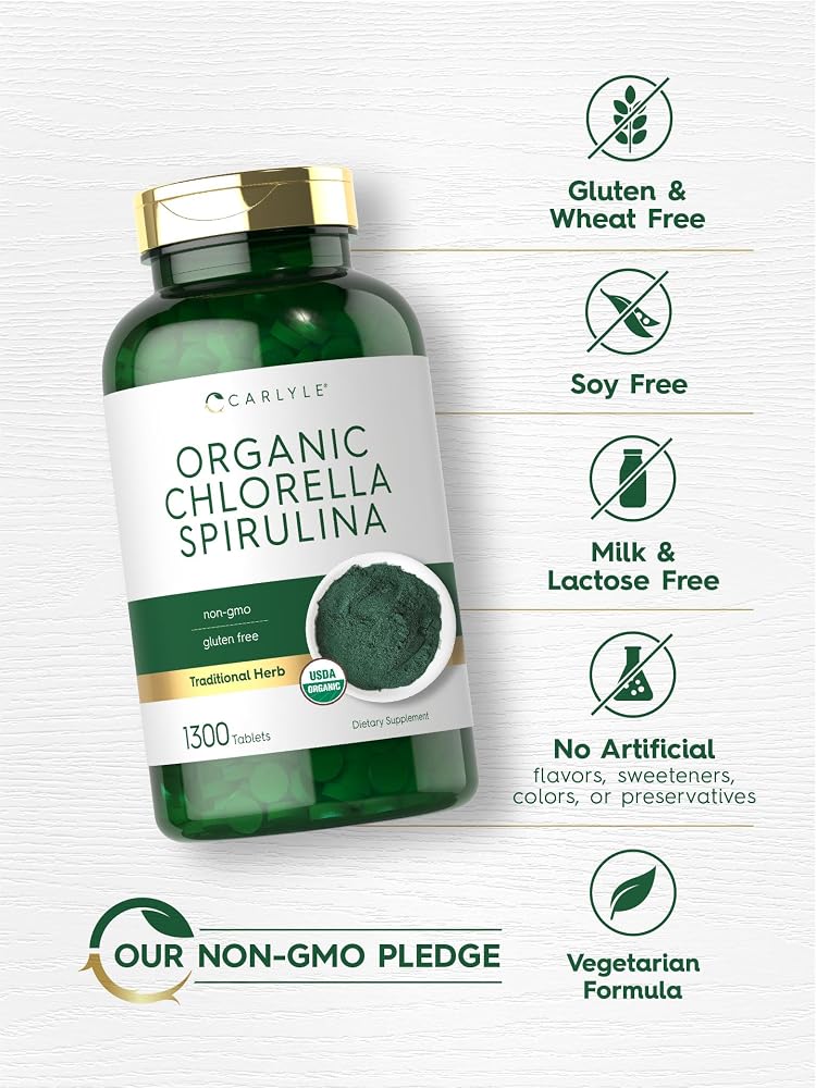Carlyle Organic Chlorella Spirulina Tablets - 1300 Count - image 5