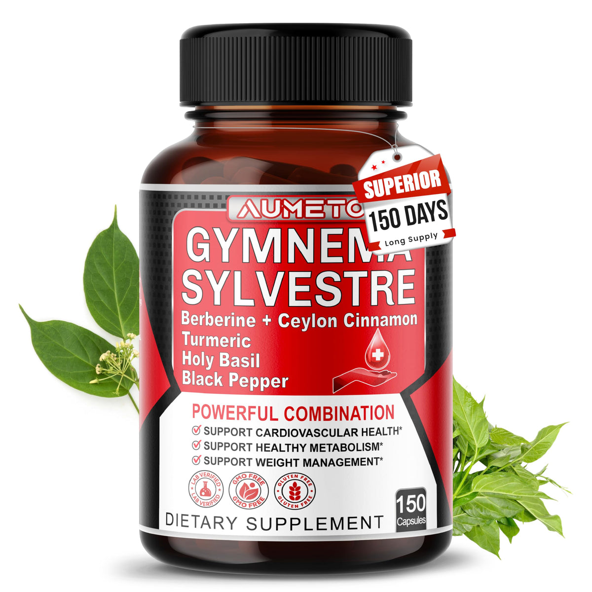 Aumeto Gymnema Sylvestre 6-in-1 with Berberine & Cinnamon - 150 Capsules