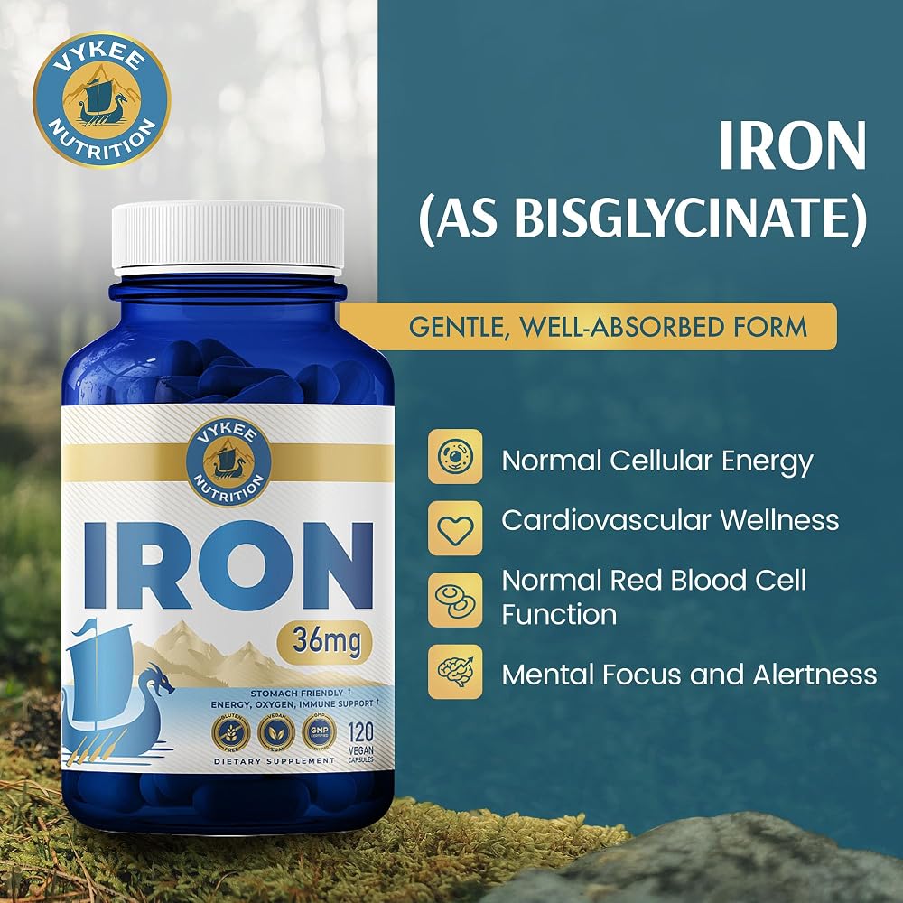Vykee Nutrition Iron Bisglycinate 36 mg - 120 Capsules - image 2