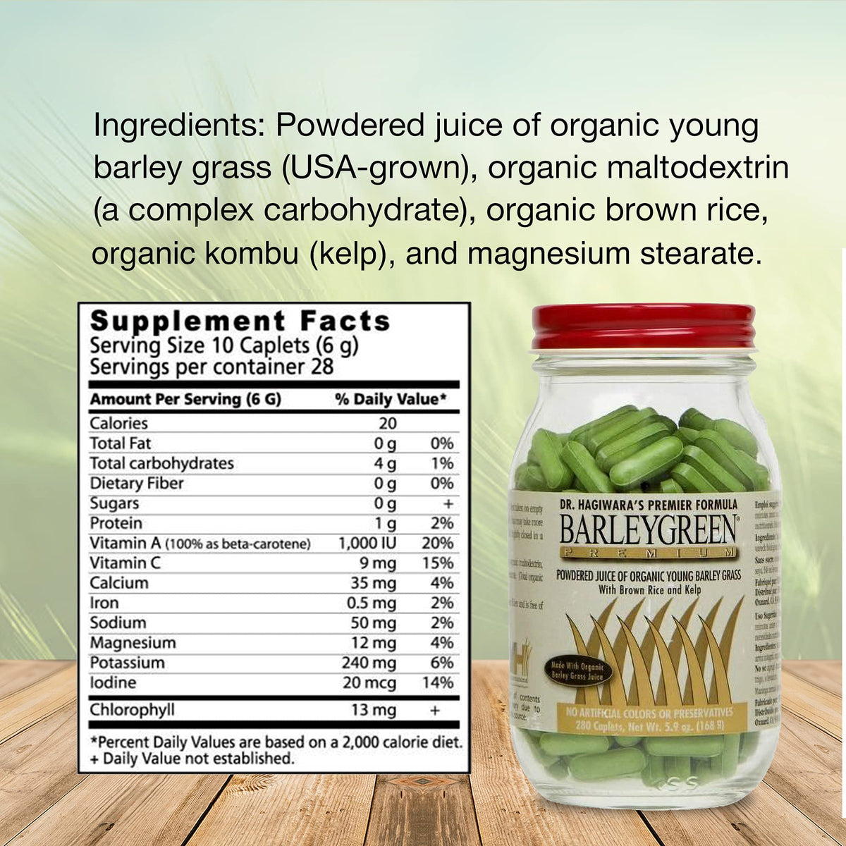 BARLEYGREEN Organic Barley Grass Vegetable Supplement - 280 Caplets - image 5