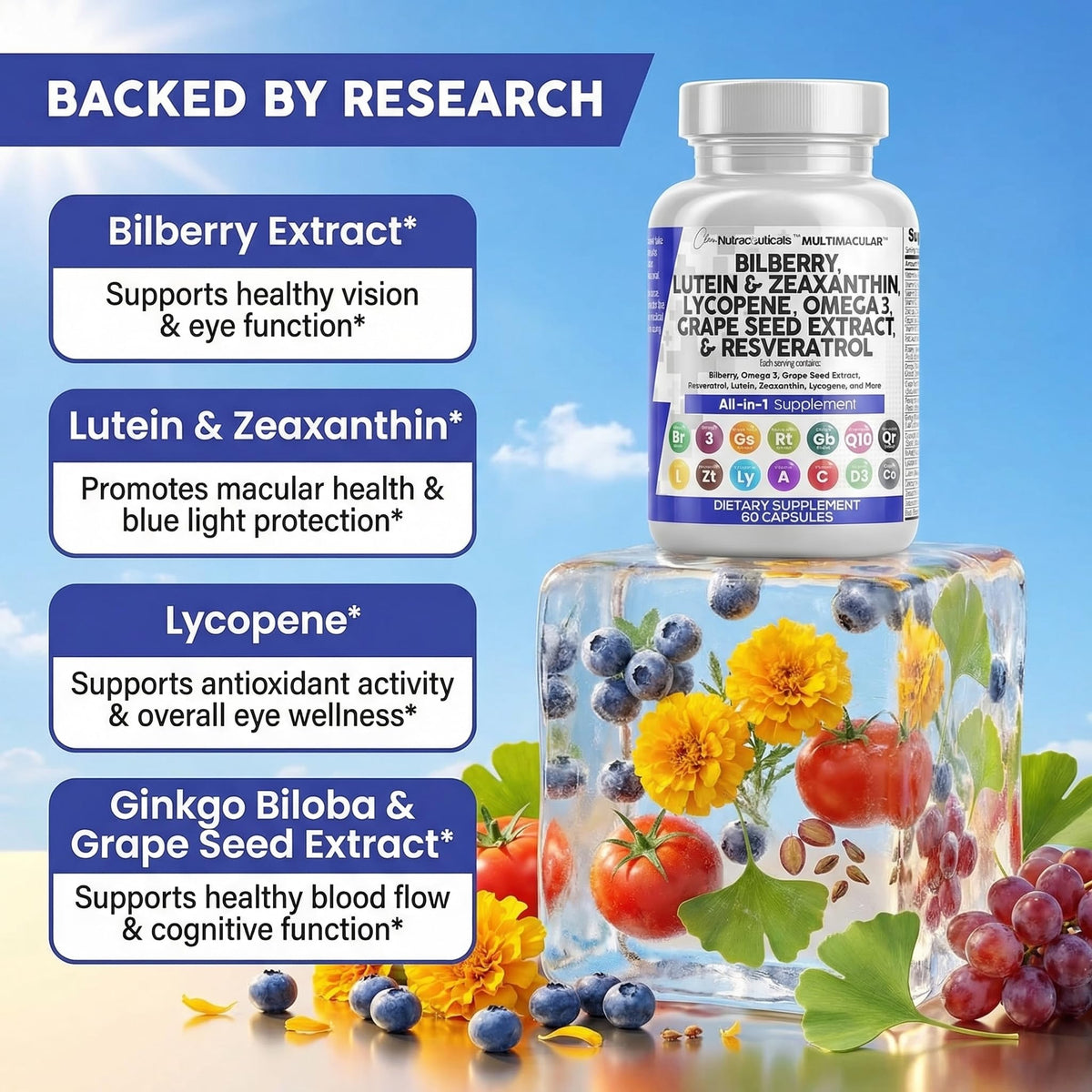 Clean Nutraceuticals Eye Vitamins with Lutein - 60 Capsules - image 3