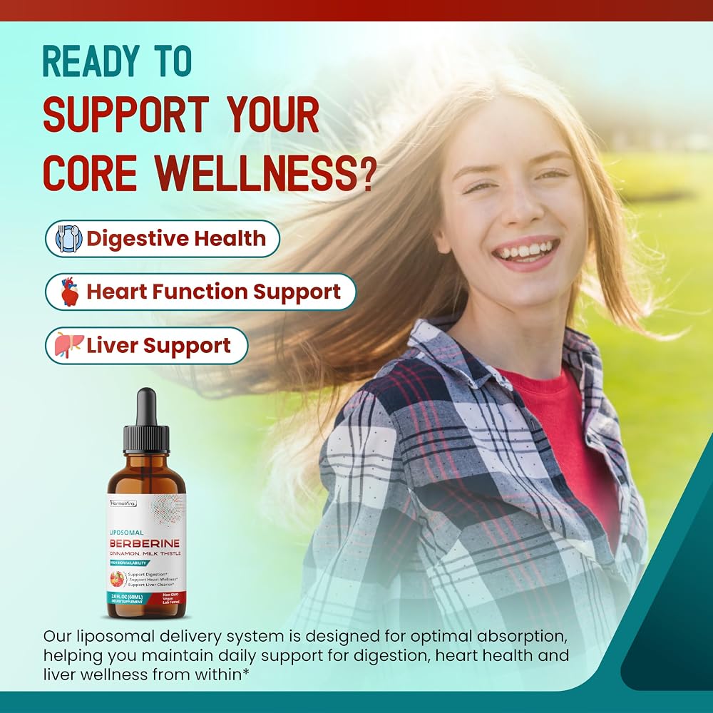 HarmoVira Liposomal Berberine 6-in-1 Digestive Wellness - 2 fl oz - image 2