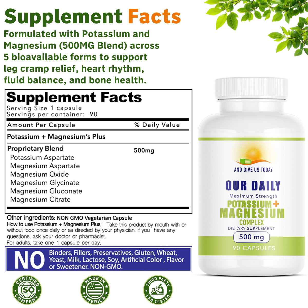 Our Daily Vites Potassium Magnesium Supplement - 90 Capsules - image 3