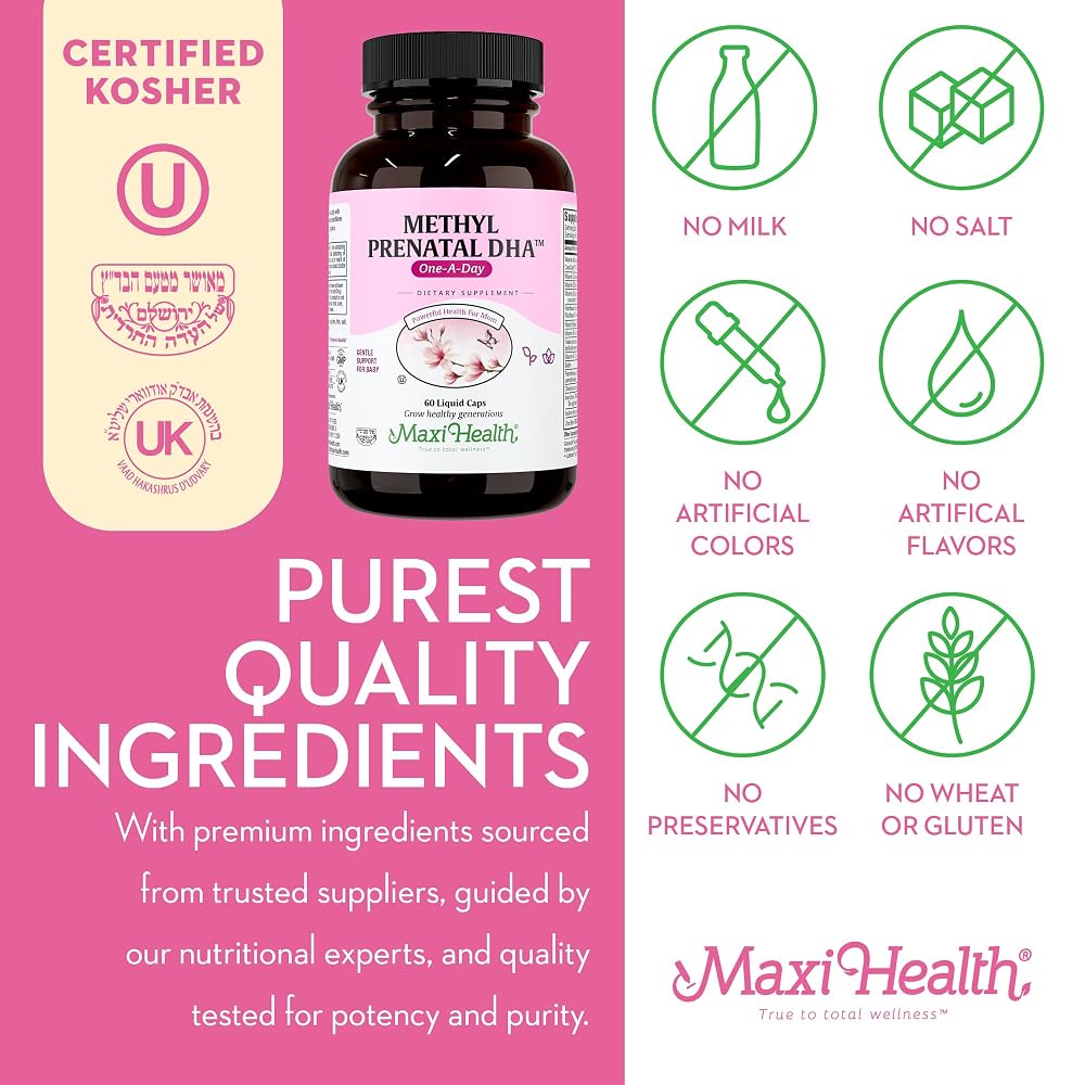Maxi Health Prenatal Vitamins with DHA & Folic Acid - 60 Capsules - image 7
