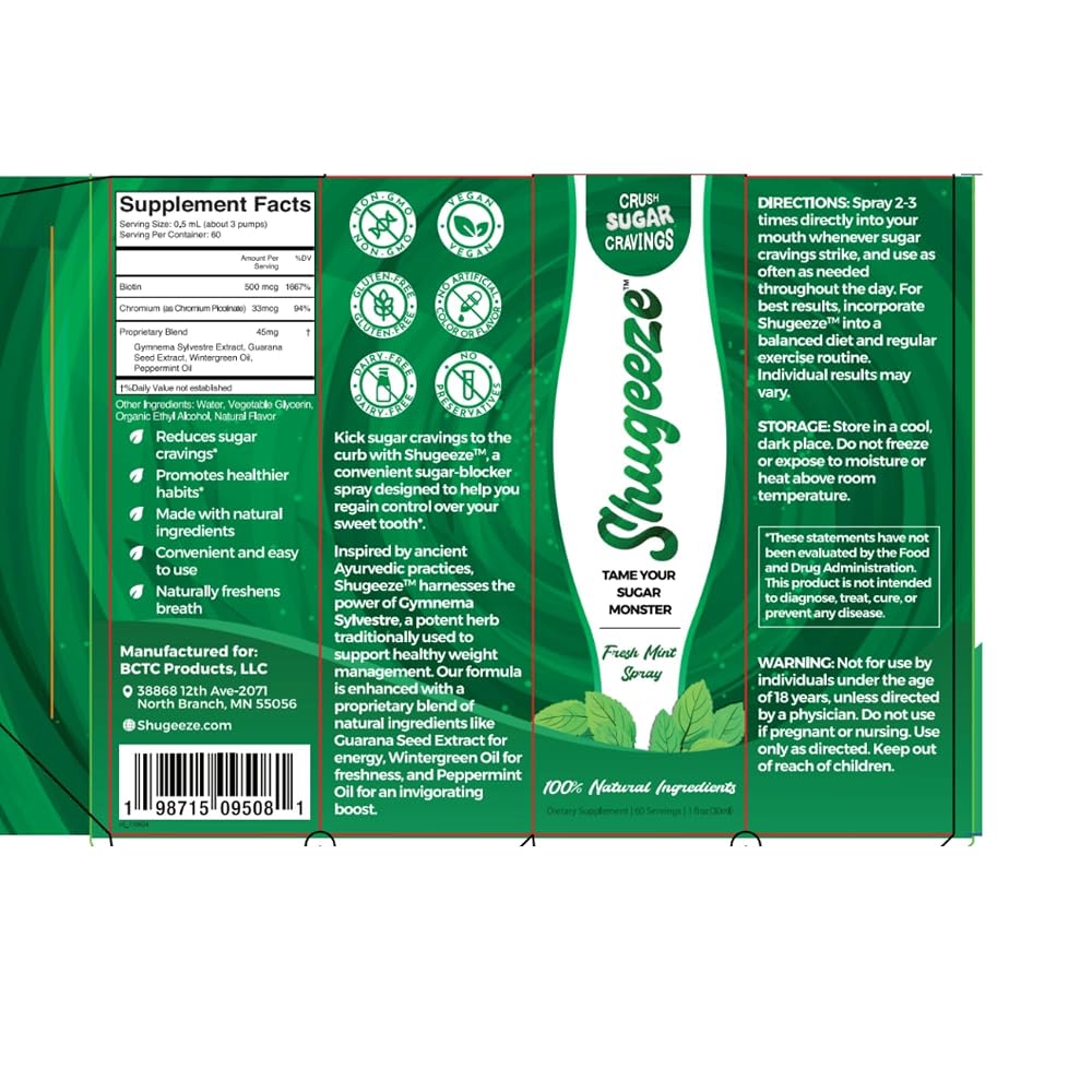 SHUGEEZE Sugar Craving Suppressant Mint Oral Spray - 1 oz - image 7
