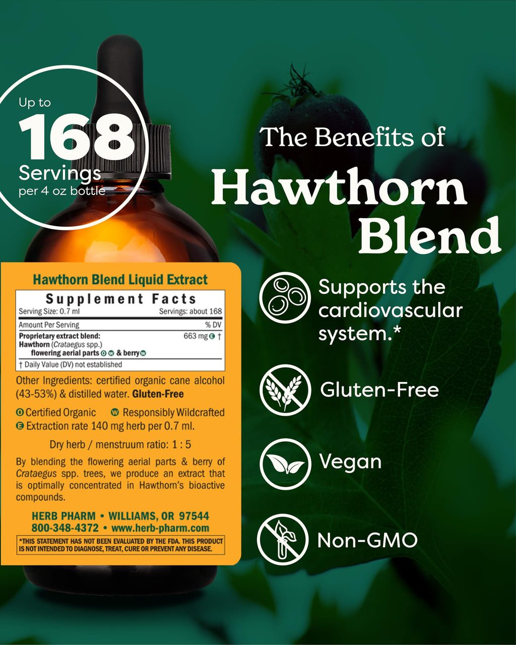 Herb Pharm Hawthorn Blend Liquid Extract for Cardiovascular