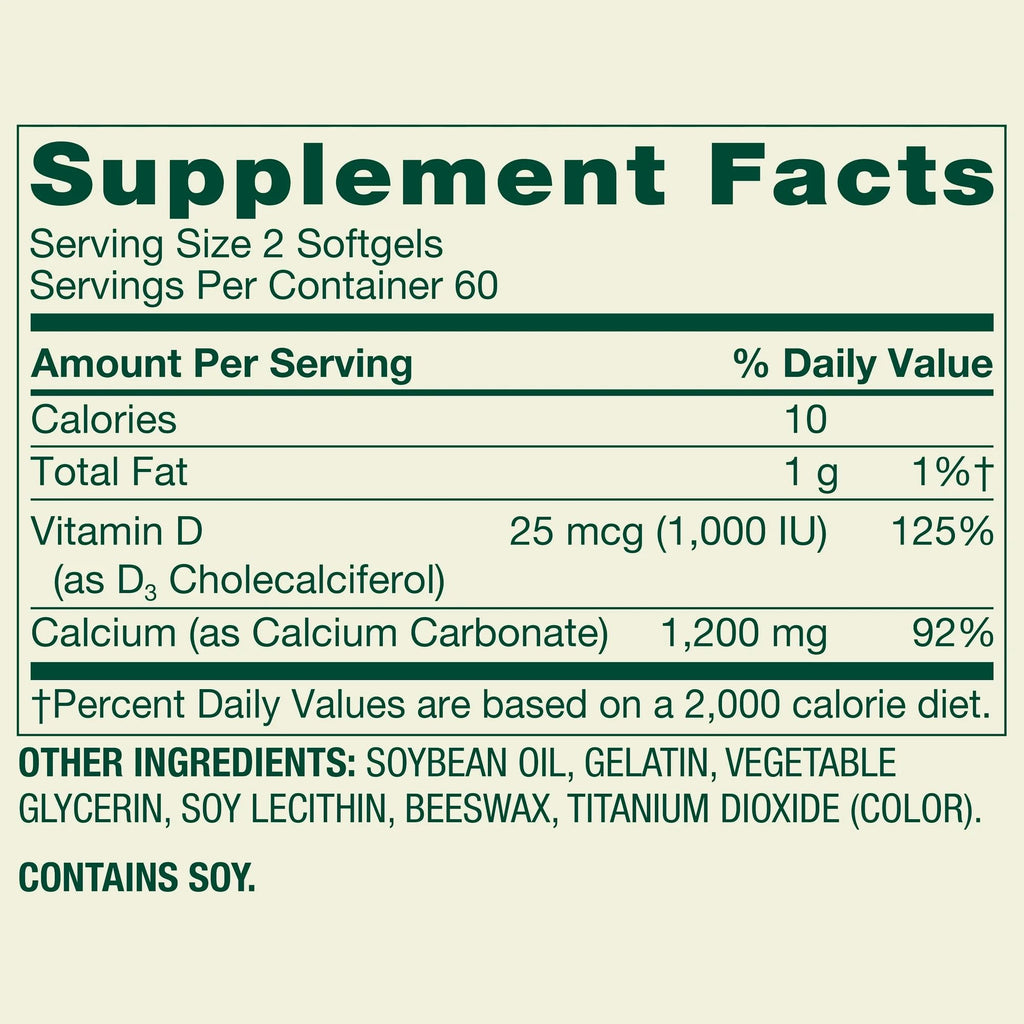 LUAL Spring Valley Calcium 600 mg + Vitamin D3 - 120 Softgels - image 9