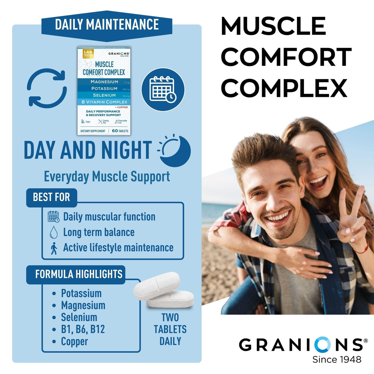 Granions Muscle Relaxer Complex Magnesium Potassium - 60 Tablets - image 5