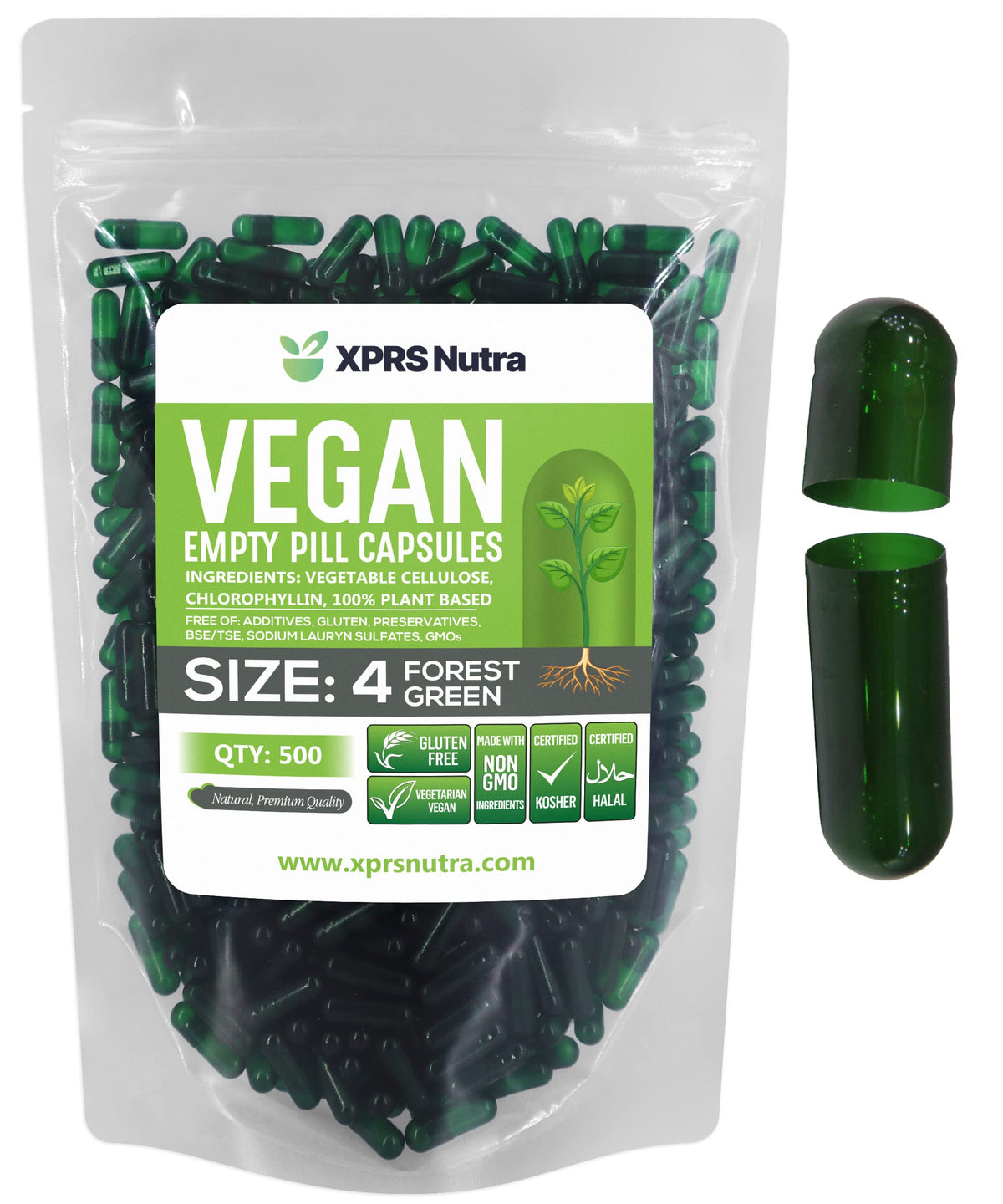 XPRS Nutra Size 4 Empty Vegetarian Capsules - 500 Count