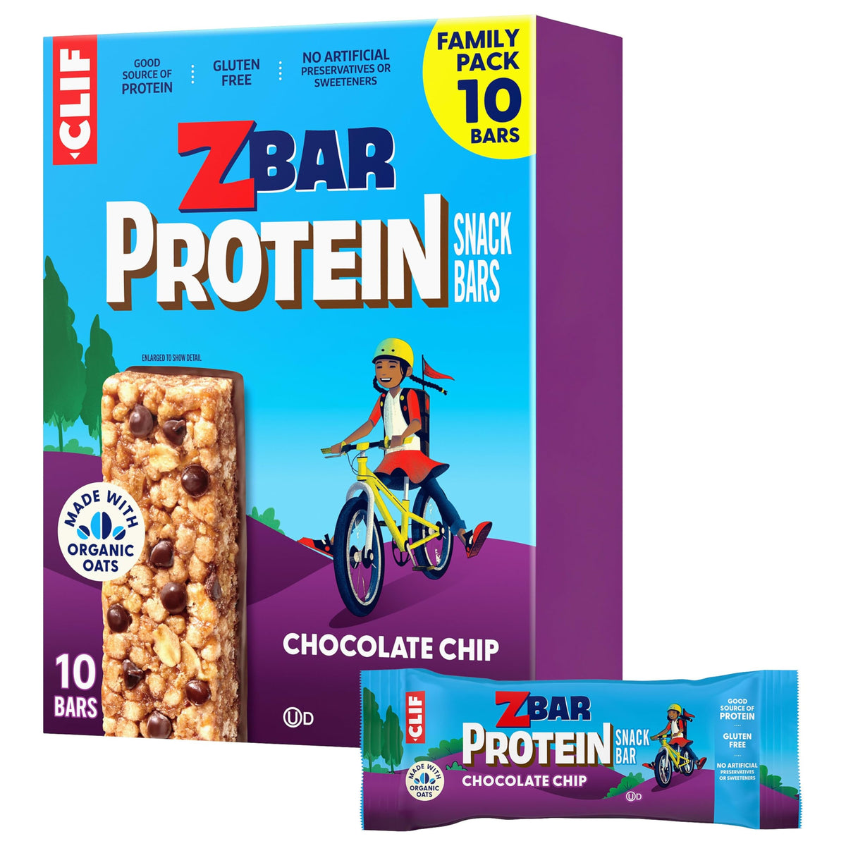 CLIF Bar Zbar Protein Chocolate Chip Snack Bars - 10 Count
