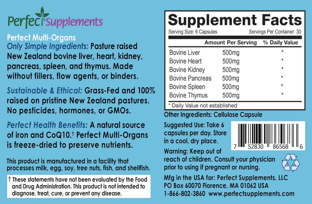 Perfect Supplements Perfect Multi-Organs Glandular Blend - 180 Capsules - image 2