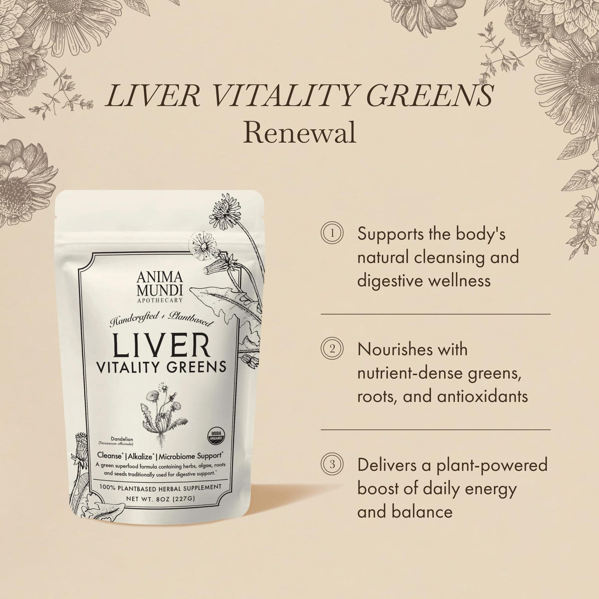 Anima Mundi Apothecary Super Greens Powder Liver Vitality - 8oz - image 2