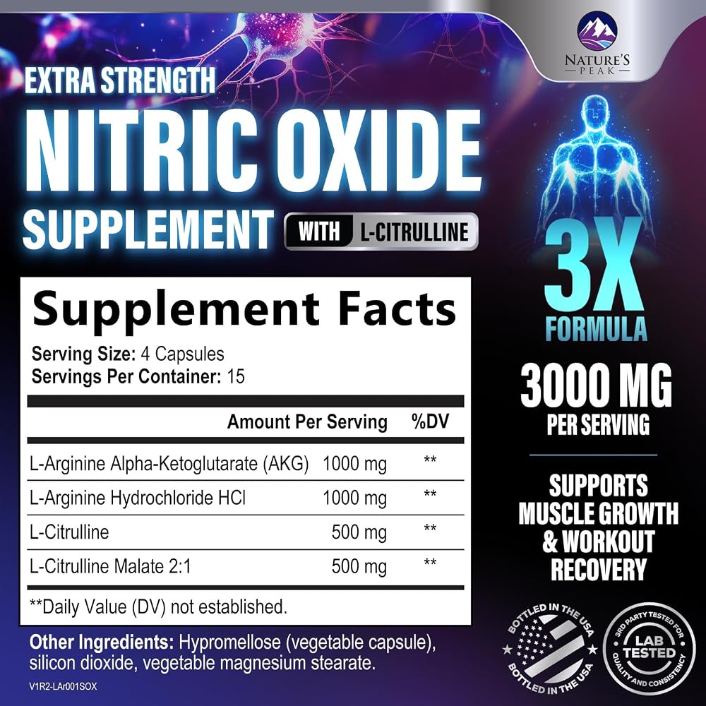Nature's Peak Extra Strength Nitric Oxide Booster - 3X Strength