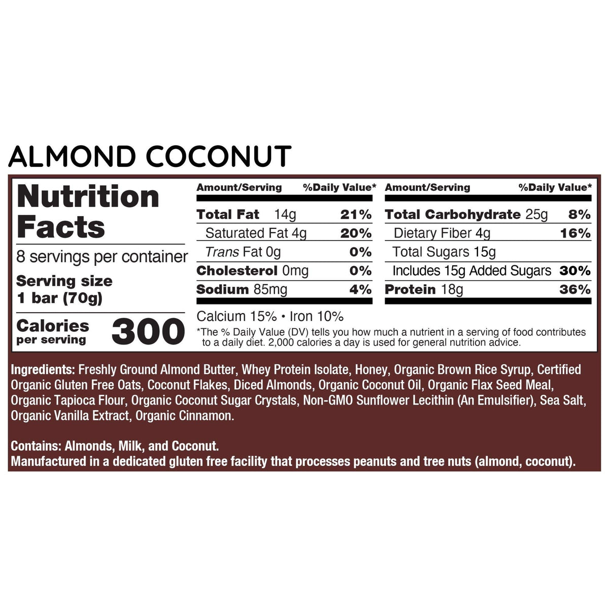 G2G Protein Bar, Almond Coconut Parent