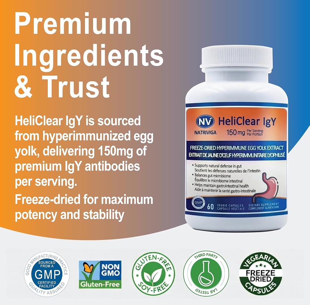 Natriviga Heliclear IgY Hyperimmune Immunoglobulins - 60 Capsules - image 7