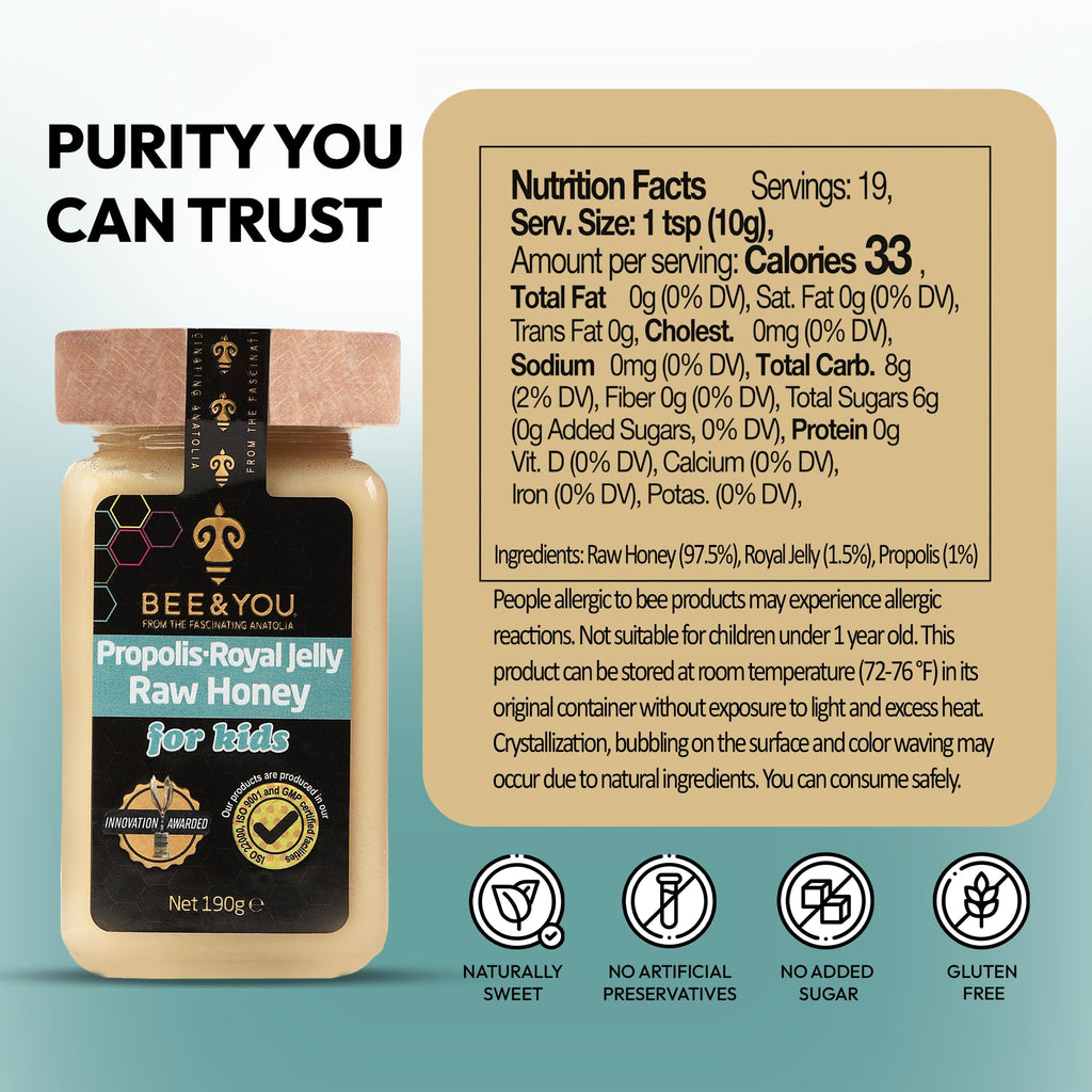 Bee and You Royal Jelly Raw Honey for Kids Immune Support - 6.7 oz - image 2