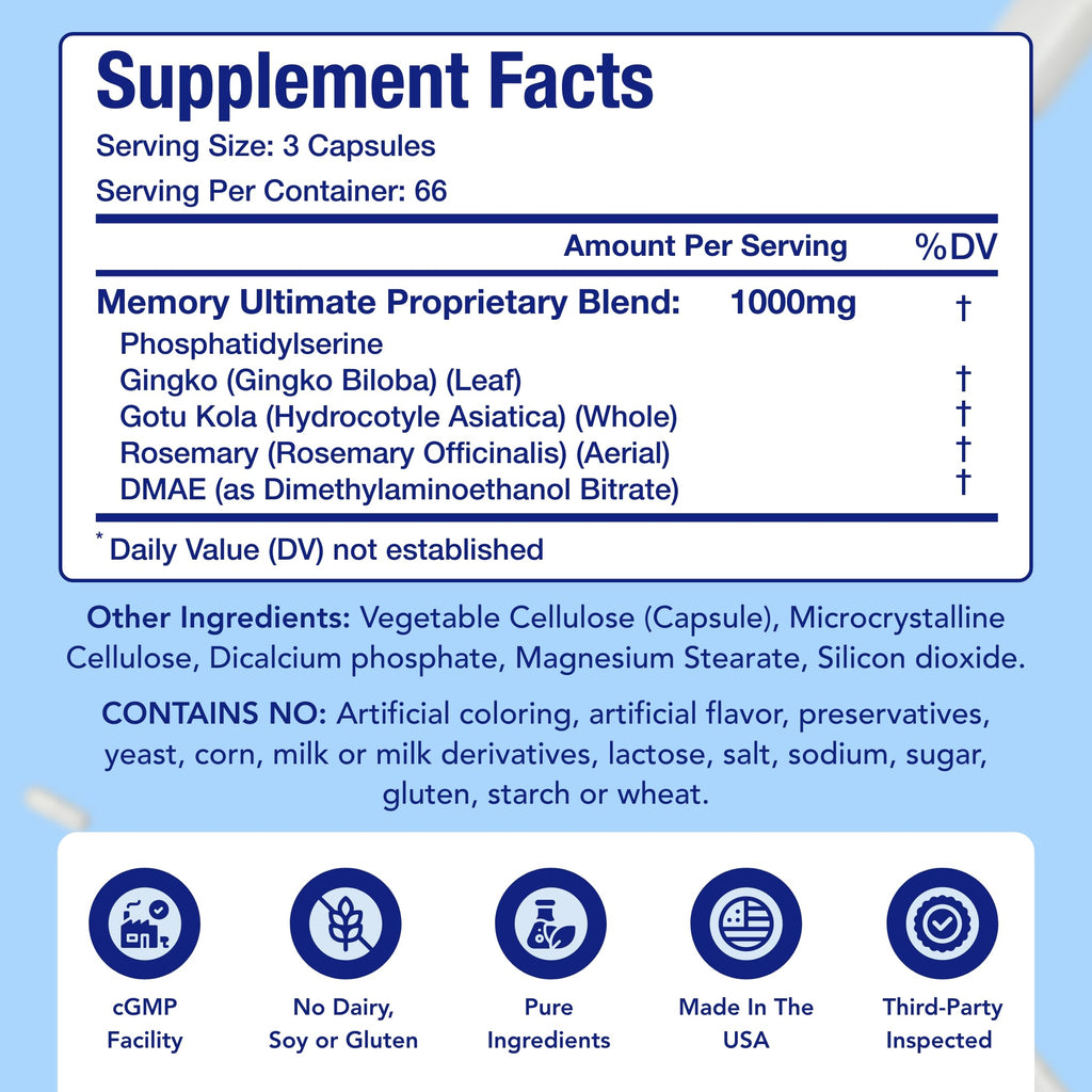 NasaBeahava Memory Supplement Brain Support - 200 Capsules - image 4