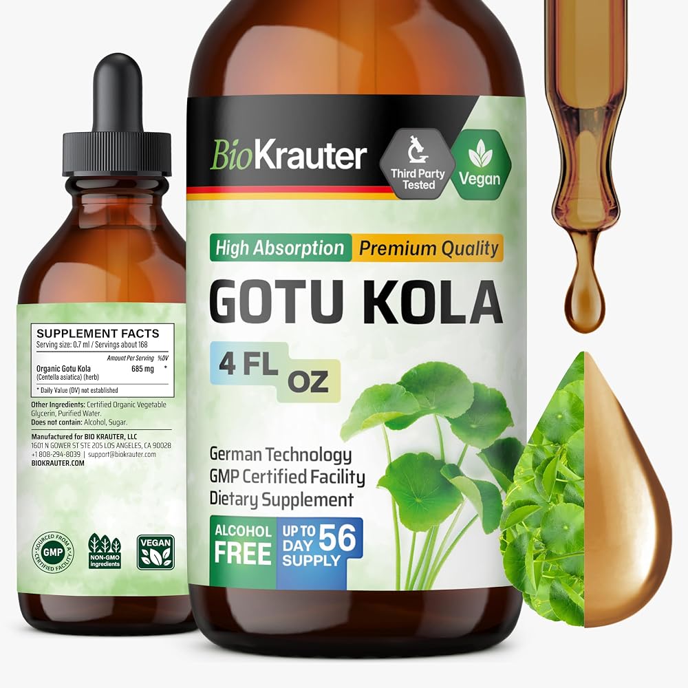 BIO KRAUTER Gotu Kola Tincture - Centella Asiatica - Promotes Focus