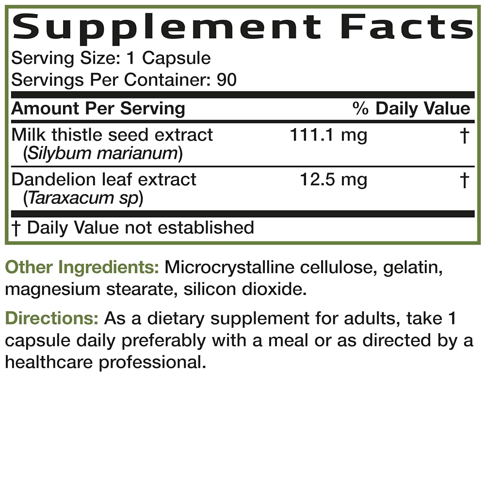Bronson Flavored Capsule Adult Milk Thistle Liver Health Support